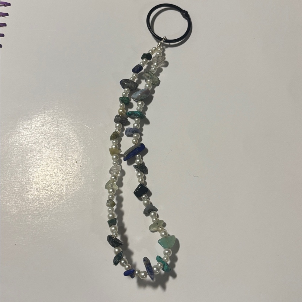 Handmade Beaded Stone Keychain Phone Lanyard Accessory